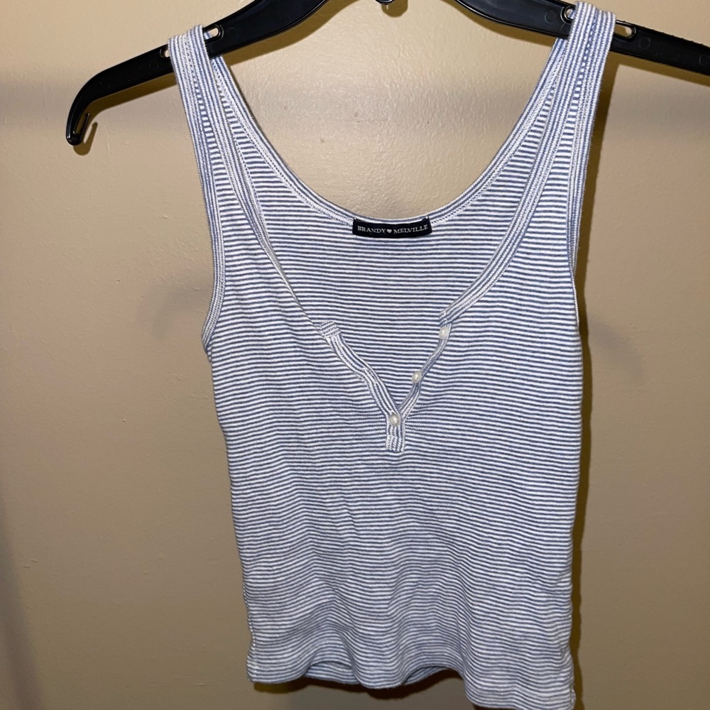 Blue and white striped tank